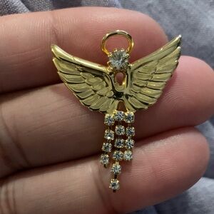 Gold Angel lapel pin with Crystals